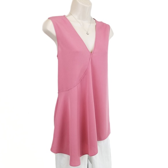 Theory Tops - Theory top draped asymmetrical hem silk pink L